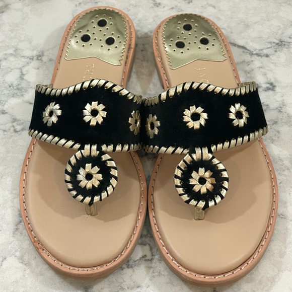 NIB Jack Rogers - Jacks II Flat Sandal Velvet - Size 6.5, 7, 7.5 Black/Platinum - Picture 2 of 9